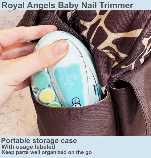 Baby Nail Trimmer 21 in 1, Usage Labeled Case & 13 Extra Replacement Tools, Royal Angels Baby Electric Nail File, Baby Nail Care, Nail Clipper New...