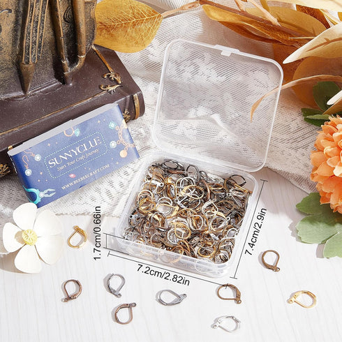 SUNNYCLUE 1 Box 180Pcs Leverback Earring Hooks Bulk French Earring Hook Lever Back Ear Wires with Open Loop Hypoallergenic Brass Leverbacks Hoop E...