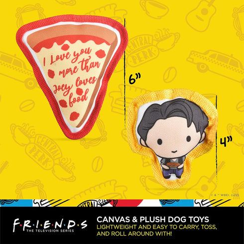 WB Friends: V-Day Love Food Canvas Squeaker Pet Toy - 2PC | Friends Joey & Pizza Dog Toy 2PC Canvas Squeakers| Friends “Better Together“ Toy for D...