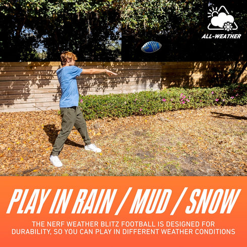 NERF Weather Blitz Kids Foam Football - Youth Weatherproof Soft Foam Ball - Indoor + Outdoor Football for Kids - Small Junior NERF Foam Football -...