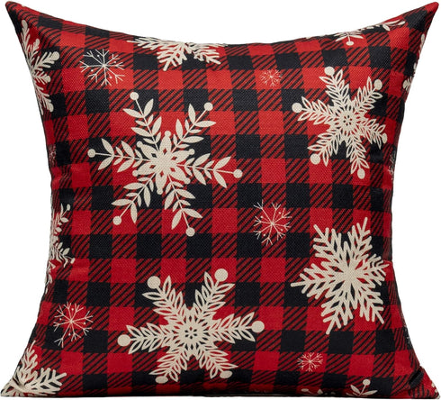 VAKADO Farmhouse Christmas Throw Pillow Covers Outdoor 20x20 Set of Decorations Buffalo Check Red Deer Plaids Cushion Cases Winter Livingroom Snow...