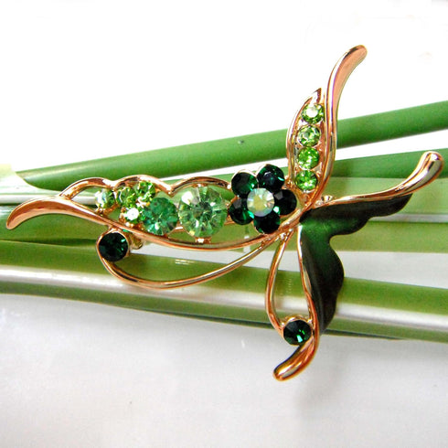 Navachi 18k Gold Plated Enamel Crystal Insect Butterfly Brooch Pin...