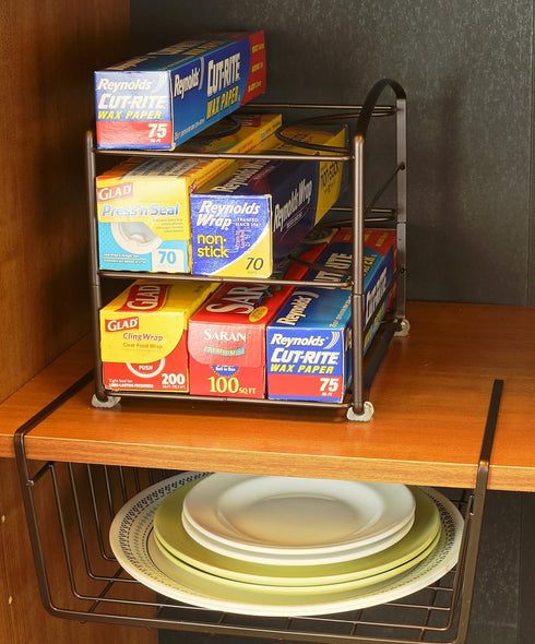 Deco Brothers Wrap Organizer Rack for Kitchen Cabinet, 3 Tier, Bronze...