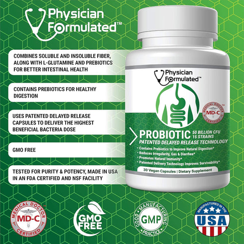 Probiotics for Women & Men - 50 Billion 15 Strains Slow Release DR Capsules & Prebiotics to Improve Digestive Health, Immune Support Supplement Fu...