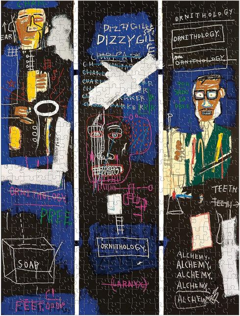 Galison Basquiat Horn Players – 500 Piece Book Puzzle with Iconic Horn Players Charlie Parker and Dizzy Gillespie Tribute Artwork Packaged in Magn...