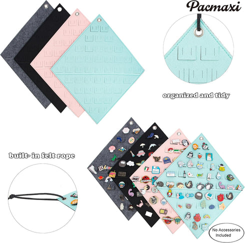 4 Pieces Hanging Brooch Pin Storage Organizer, Wall Display Banners for Enamel Pins, Buttons and Label Collections, Hold Up to 172 Pins.(Bag Only)...