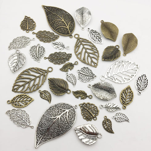 iloveDIYbeads 100g Craft Supplies Mixed Tree Leaves Pendants Beads Charms Pendants for Crafting, Jewelry Findings Making Accessory For DIY Necklac...