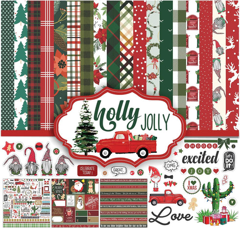 Red Green Christmas Theme Collection Double,Sided Scrapbook Paper Kit Cardstock 12"x12" Card Making Paper Pack Of With Sticker Sheet - 16 Pages - ...