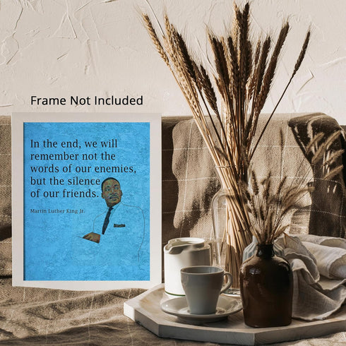Posterizer 1 pcs-We Will Remember The Silence of Friends-Martin Luther King Jr.-Afro-American Art Collection- Gift for Patriots, America Fans- un...