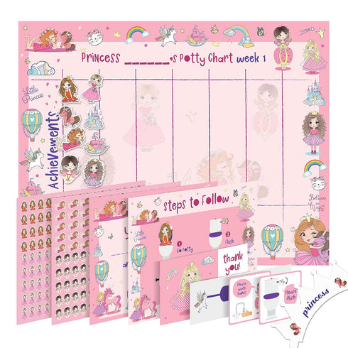 ATHENA FUTURES Potty Training Chart for Toddler, Girls, Sticker Chart for Potty Training, 4 Week Reward Chart, Certificate, Instruction Booklet, R...