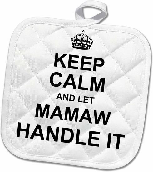 3D Rose Keep Calm and Let Mamaw Handle It-Fun Funny Grandma Grandmother Gift Pot Holder, 8 x 8...