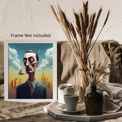 Posterizer 1 pcs-Strange Slim man amidst Futuristic Urban Skyline-Abstract & Modern Art-Fantasy & Fiction Art-Gift for Art Lovers-Decor for Home &...