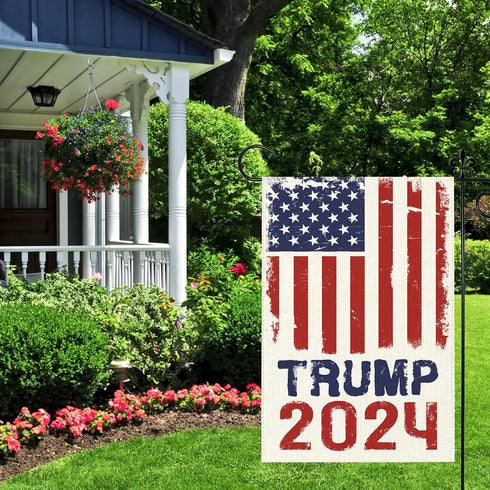 Trump 2024 Flag 12x18 Double Sided Garden Flag American Patriotic USA Flag - Take America Back Garden Flags for Outside Lawn Decor Yard Flag for D...