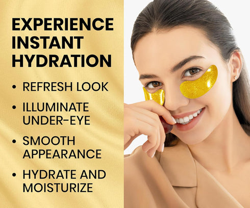 Under Eye Patches for Dark Circles and Puffy Eyes (30 Pairs), 24k Gold Eye Mask for Dark Circles and Puffiness with Vitamin C, Hyaluronic Acid, an...