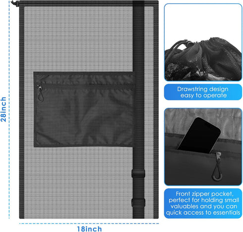 BROTOU Drawstring Bag Heavy Duty Mesh Bag Gym String Bag with Pocket Sport Equipment Bag for Swimming Yoga Beach Laundry...