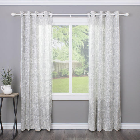 Decopolitan Ball Single Telescoping Drapery Rod Set, 36-72-Inches, White...