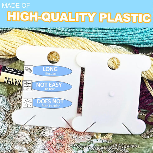 300 Pieces Plastic Floss Bobbins for Cross Cotton Thread Craft DIY Sewing Storage, Thread Organizer Holder, Embroidery Thread Cards Cross Stitch B...