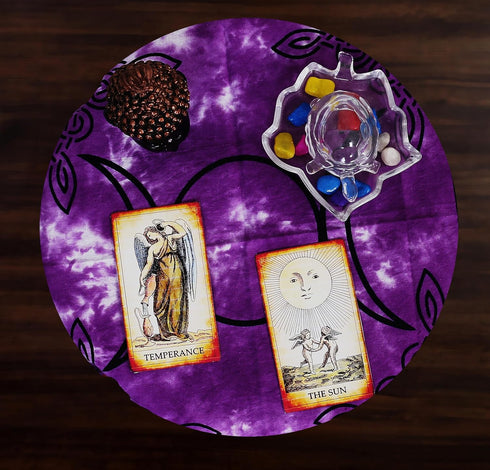 Indian Consigners Altar Cloth Purple Triple Moon Square 18" in Alter Tarot Spread...