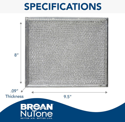 Broan-NuTone BP55 Aluminum Range Hood Kitchen Exhaust Grease Filter, 1 Count (Pack of 1), Grey...