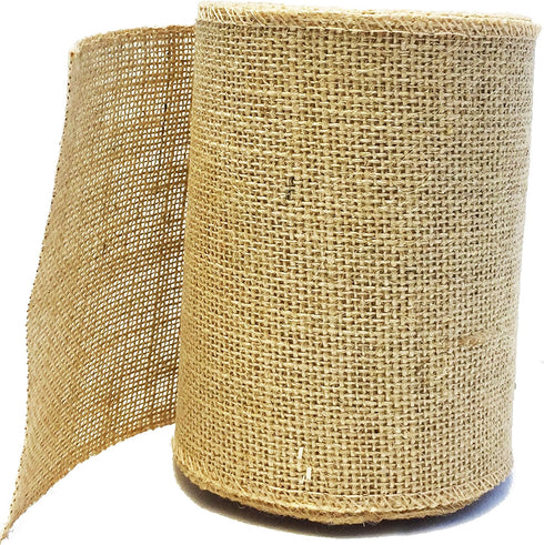 Burlap Jute Ribbon 5 inch x 30 feet Tight Weave and Finish Edges | Jute- Burlap Roll of 10 Yards Eco-Friendly, Natural Ribbon Rolls (Natural, 5 In...