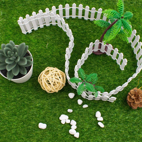 AUEAR, 35 Inch Long Mini Fairy Garden Fence Wood Ornament Wooden Decorative Picket Fence for DIY Crafts Project (White, 2-Pack)...