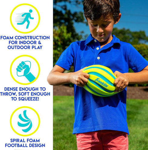 Franklin Sports Kids Foam Football - Mini Soft Foam Youth Football - Indoor + Outdoor Toy Football for Kids - Probrite 9" Mini Foam Ball - Soft Ba...