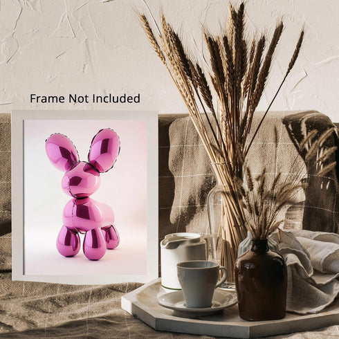 Posterizer 1 pcs-shiny metallic balloon animal-dog-pink cute art 1-Kids Room Art-Art for Animal Lovers-Decor for nursery toddlers kids room- unfra...