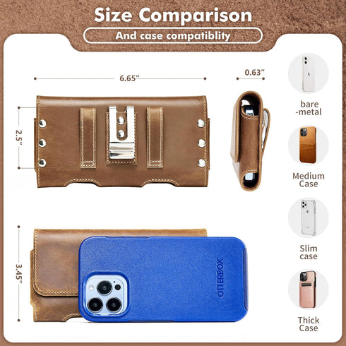Gcepls Leather Phone Holster for iPhone 14 Pro Max,13 Pro Max,Galaxy S23 Ultra,S22 Ultra,Premium Genuine Leather Cell Phone Holster with Belt Clip...