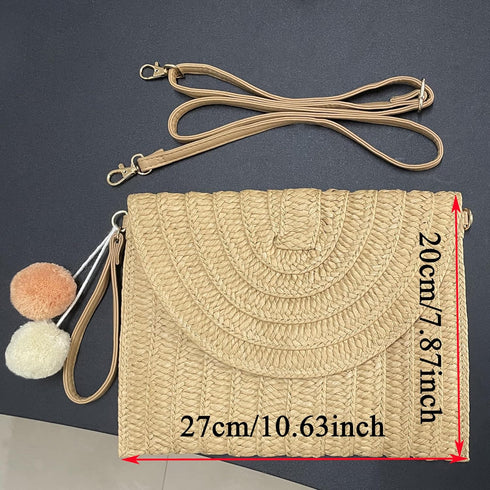 monochef Straw Purse Bag for Women: Vacation Beach Essentials Handbags Shoulder Woven Crossbody Bags Rattan Clutch Purses Summer Wicker Handmade E...