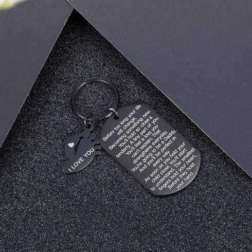 New Dad Keychain Daddy to Be Gifts Pregnancy Baby Announcement Gifts for Him Husband Father Mother Soon to Be Daddy Gift for Men First Time Dads M...