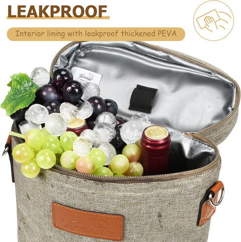 Tirrinia 2 Bottle Wine Gift Tote Carrier - Leakproof & Insulated Padded Versatile Wine Cooler Bag for Travel, BYOB Restaurant, Wine Tasting, Party...