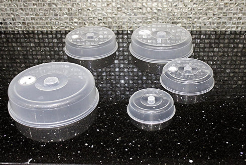 5 Piece Ventilated Microwave Covers Adjustable Steam Vents Assorted Sizes BPA Free Mixed Sizes For Large & Small Food Plates Bowls...