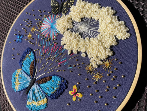 mozhijing Butterfly Embroidery Kit for Adults with Stamped Pattern, Round Beads for Embroidery DIY Crafting,Cross Stitch Beginner Kits with Frame,...