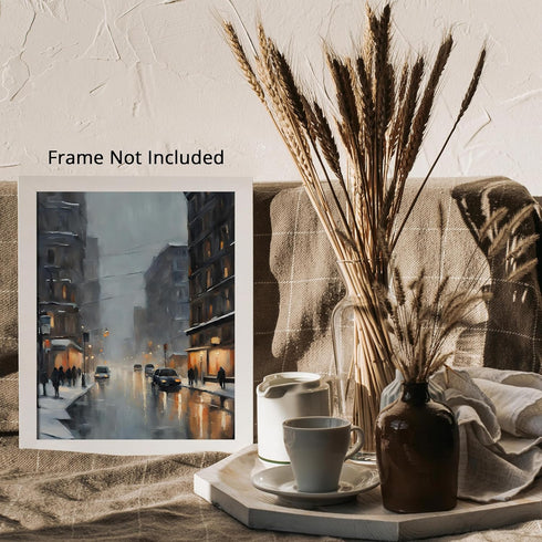 Posterizer 1 pcs-beautiful city in winter-in oil painting style -1-Landscape & Nature Art-GIft for Men Women Teens-Dining Room Decor- unframed wal...