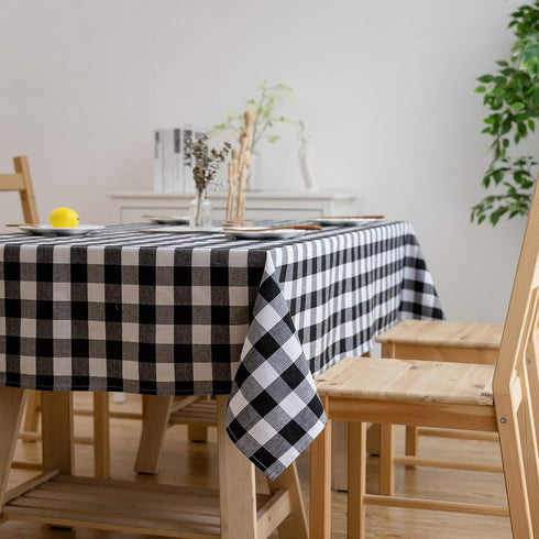 Aquazolax Weights Boho Tableclothes Buffalo Checkered Cloth Tablecloth for Rectangle Tables 6ft Long Black and White Table Cover, 54" x 72", Black...