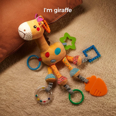 TUMAMA Giraffe Hanging Rattle Toys, Soft Baby Hanging Toys with Wind Chimes, Stroller Car Seat Crib Plush Animal Activity Toys Gift for Newborn To...