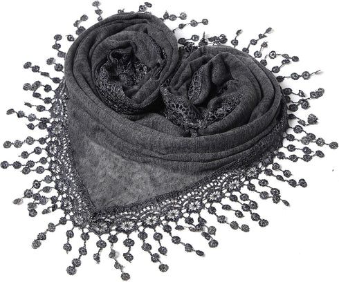 Cindy & Wendy Lightweight Triangle Floral Fashion Lace Fringe Scarf Wrap for Women...