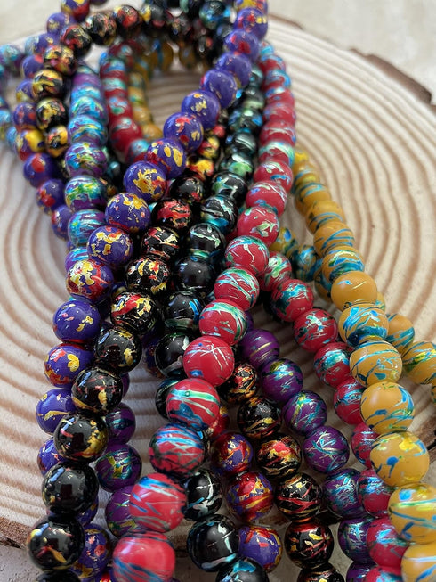 Linpeng 8mm Glass Beads Round Bulk for Bracelet, DIY Jewelry Supplies, Gift for Beader, 300 Beads Multi-Colors, Small...