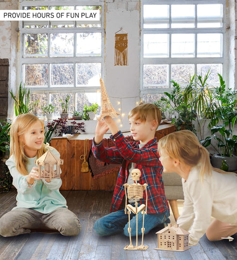 Puzzled 3D Puzzle Human Skeleton Wood Craft Construction Model Kit, Fun & Educational DIY Wooden Toy Assemble Model Unfinished Crafting Hobby Puzz...