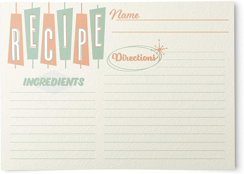 Retro Recipe Cards from Dashleigh, 48 Cards, 4x6 inches, The Gift Collection, Blank, Water-Resistant and Double-Sided...