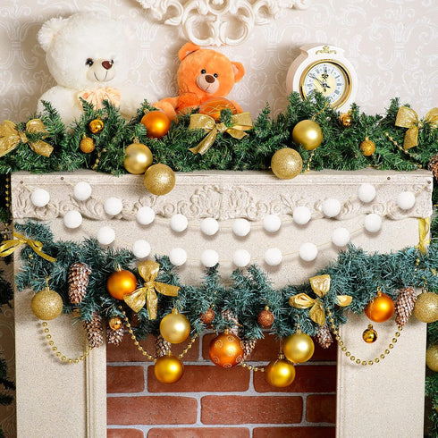 Tegeme 4 Pieces Felt Pom Poms Garland Ball 6.6ft Wedding Hanging Banner Ball Garland for Halloween Wall Decoration Festivals Room Home Birthday Ch...