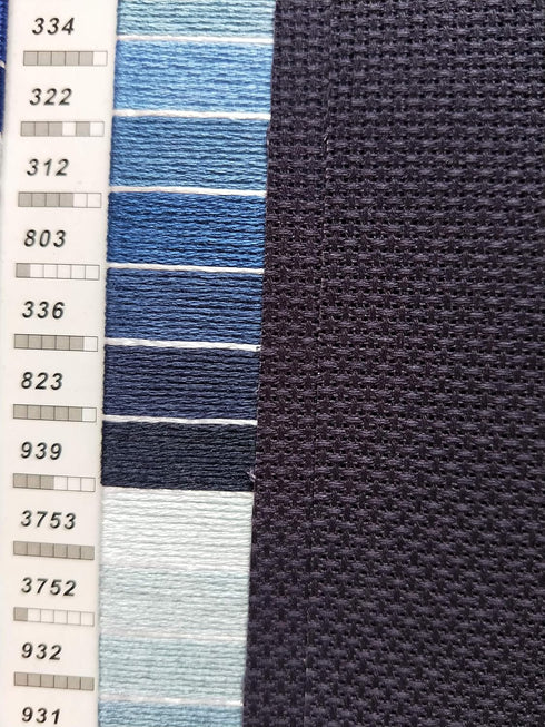 12" x 59" 14CT Counted Cotton Aida Cloth Cross Stitch Fabric (navy blue)...
