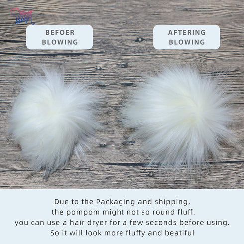 Furryvalley Faux Fur Pompom 6pcs DIY Crafts Fluffy Balls for Hat Shoes Scarves with Snap Fastener Removable Knitting Hat Horse Riding Hat Silk Acc...