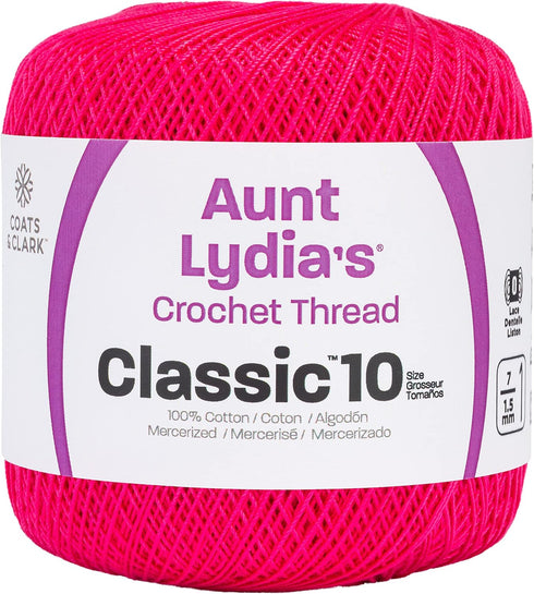 Coats Crochet 154.0332 Aunt Lydia's Cotton Classic Size 10, Hot Pink...