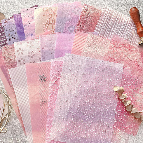 Aromoty 30Pcs A4 Handmade Scrapbook Paper sheet Craft Textured Paper Morandi Mesh Fabric Mulberry Special Paper Mix for Scrapbooking Junk Journali...