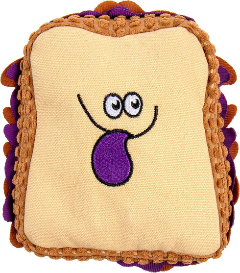 Tough 'N Fun PBJ Squeaky Plush Dog Toy, Chew Guard Technology - Tan, Medium (71151)...