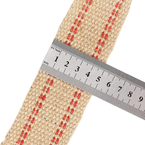 ZAIONE 10 Yards Width 2" Roll Natural Burlap Red Line Jute Webbing Ribbon Upholstery Chair Webbing Tape for Outdoor DIY Gear Repai (Red Stripes)...