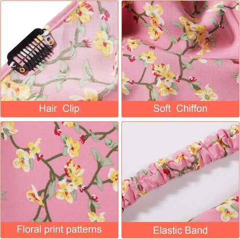 Syhood 9 PS Floral Hair Scarf for Women Headband Bandanas with Clips Vintage Chiffon Triangle Girls Aesthetic Clothes...