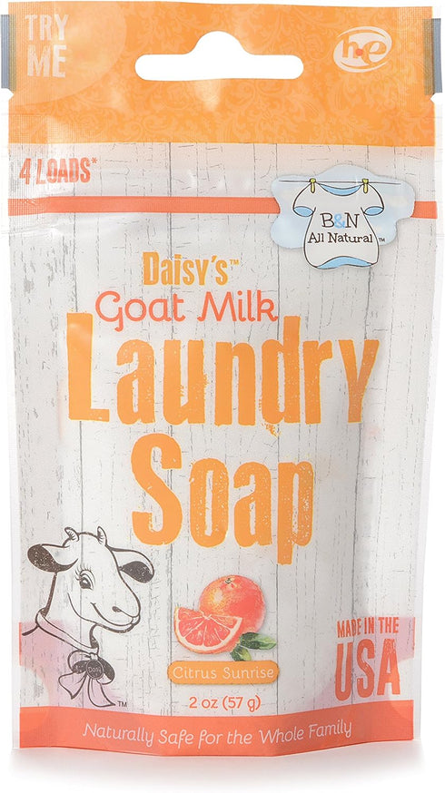 B&N All Natural Daisy's Goat Milk Powdered Soap Laundry Detergent, Scent, 3 Load Trial Size Citrus Sunrise Citrus Sunrise 2 Ounce Fresh...