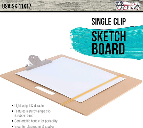 U.S. Art Supply 11" x 17" Artist Sketch Tote Board - Great for Classroom, Studio or Field Use...